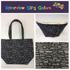 Large Tote Bag - Farm Sweet Farm - Charcoal Large Tote Bag - Farm Sweet Farm - Charcoal